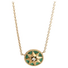 Christian Dior Yellow Gold Malachite and Diamond Rose Des Vents Necklace