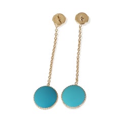 Christian Dior Yellow Gold Turquoise and Diamond Rose Des Vents Earrings