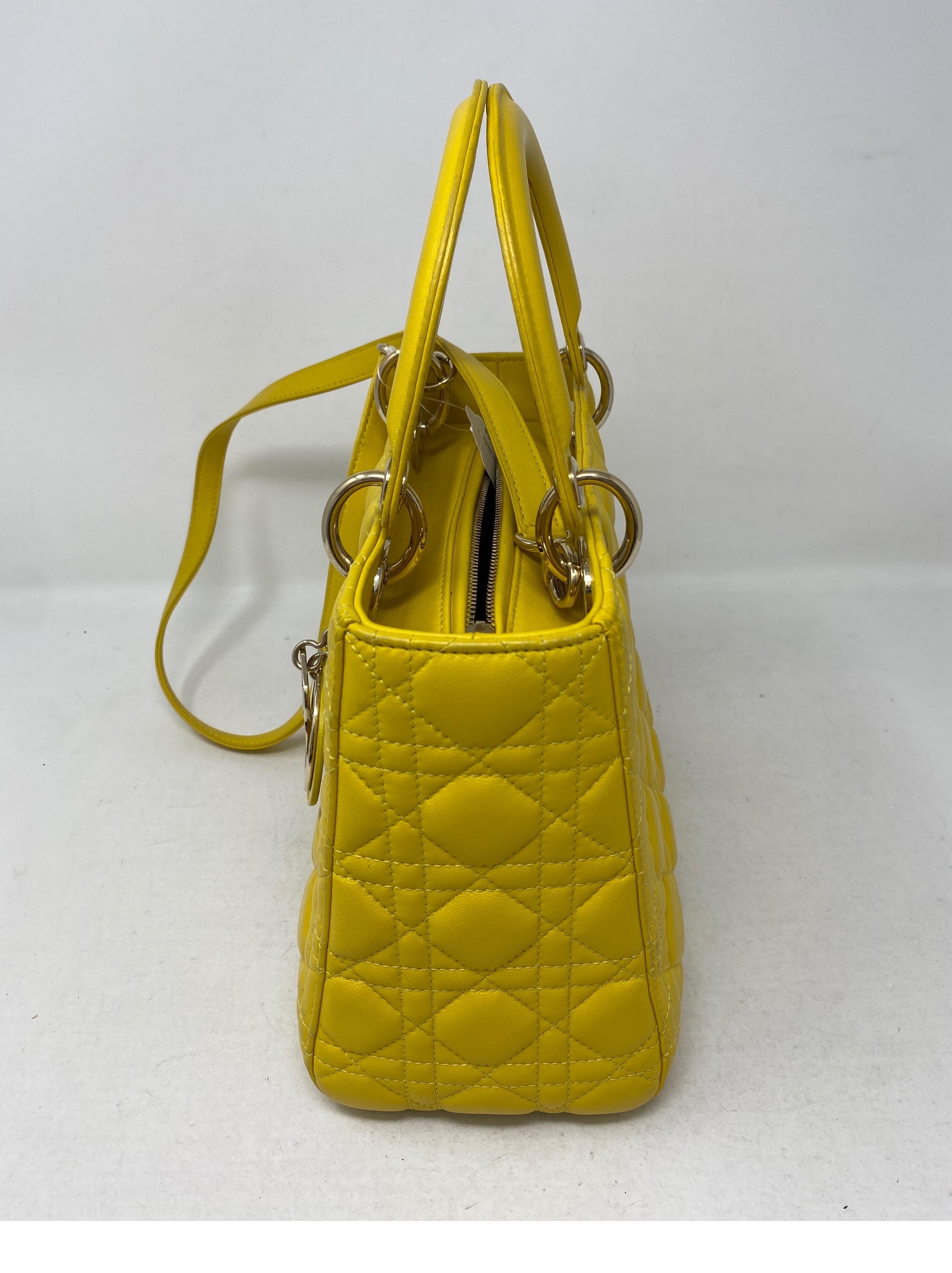 Christian Dior Yellow Lady Dior Bag In Good Condition In Athens, GA