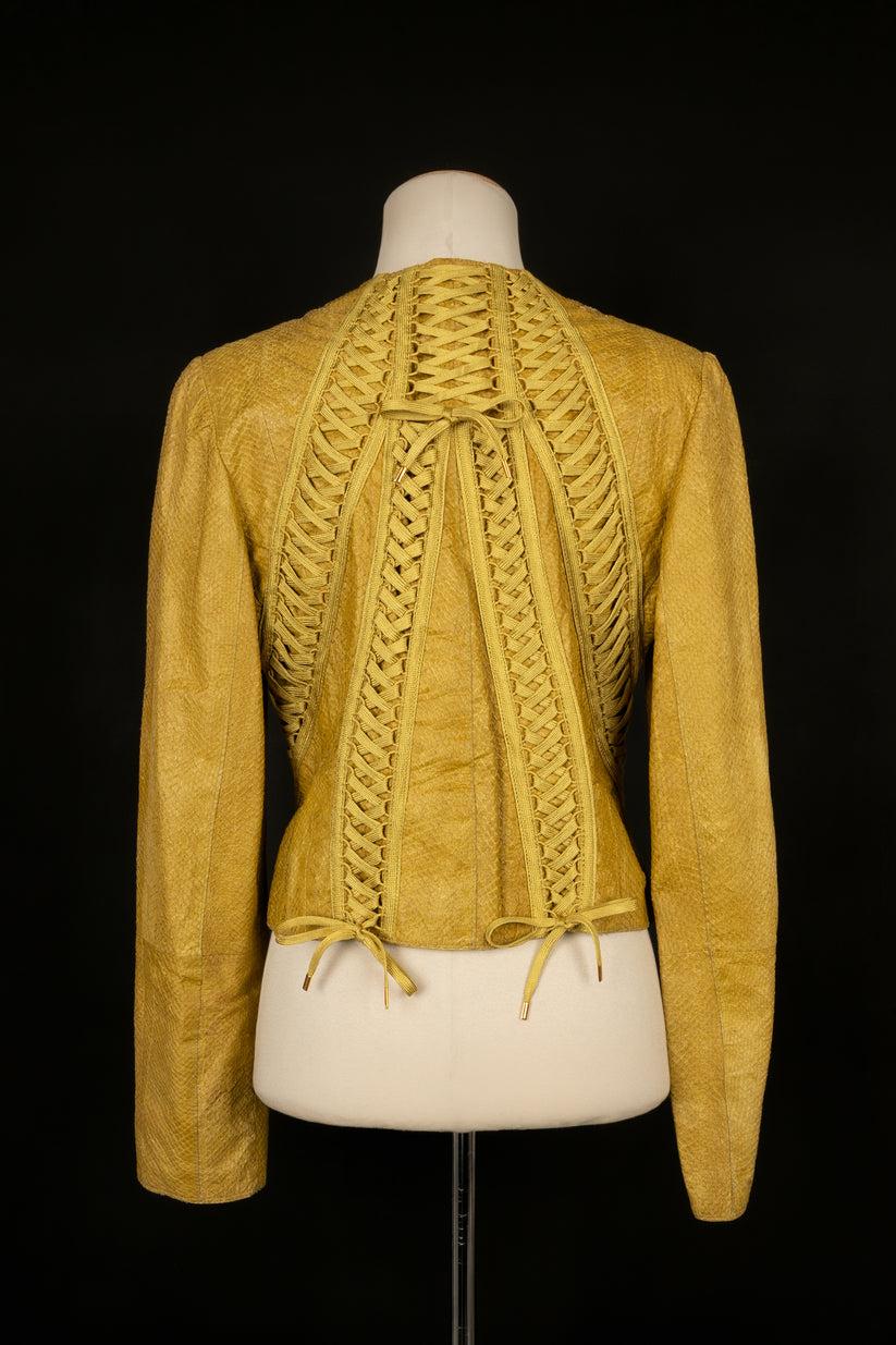 Christian Dior Yellow Salmon Leather Jacket, 2002 In Excellent Condition For Sale In SAINT-OUEN-SUR-SEINE, FR