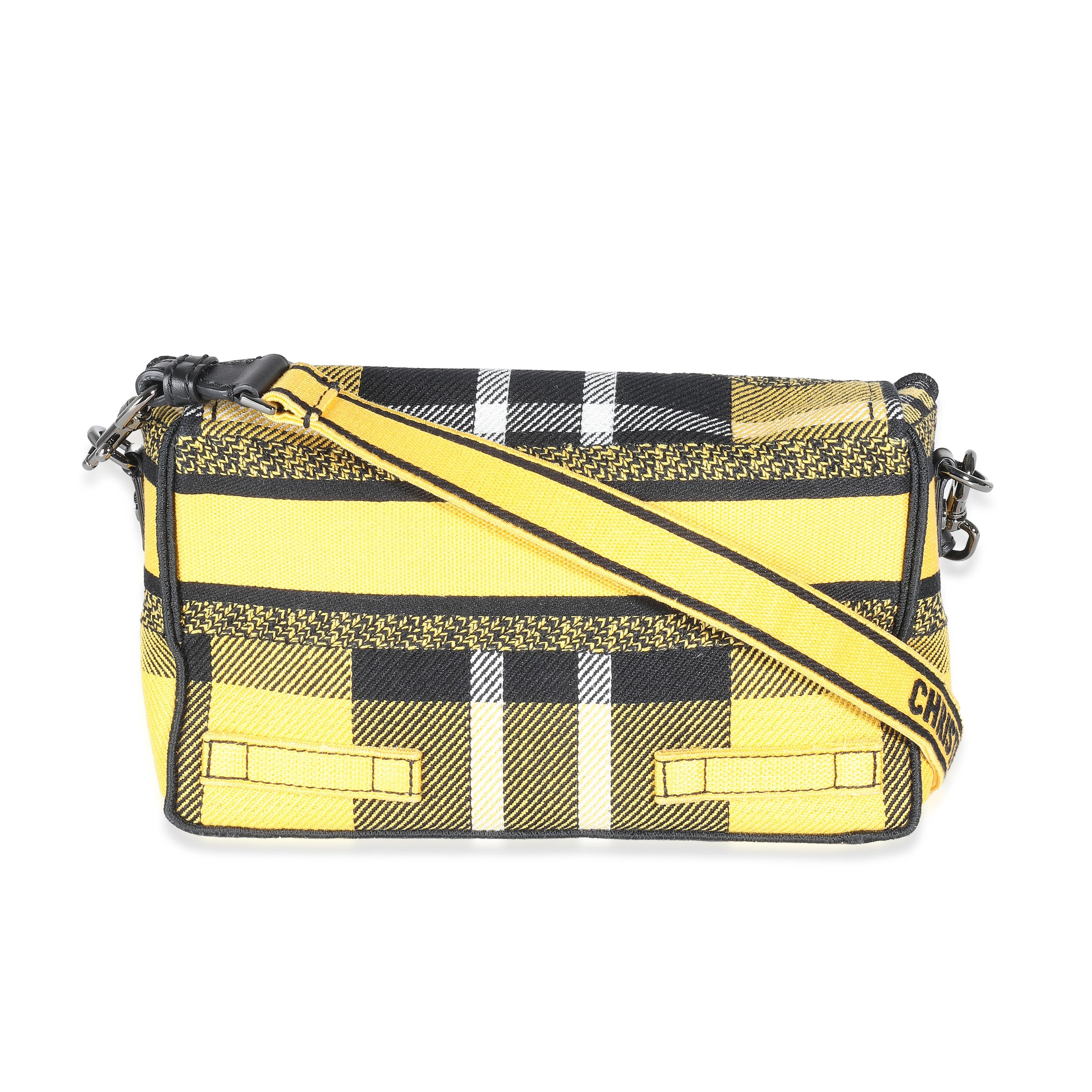 Listing Title: Christian Dior Yellow Tartan Canvas Small Diorcamp Messenger
SKU: 139124
MSRP: 3800.00 USD
Condition: Pre-owned 
Handbag Condition: Excellent
Condition Comments: Item is in excellent condition and displays light signs of wear. Minor