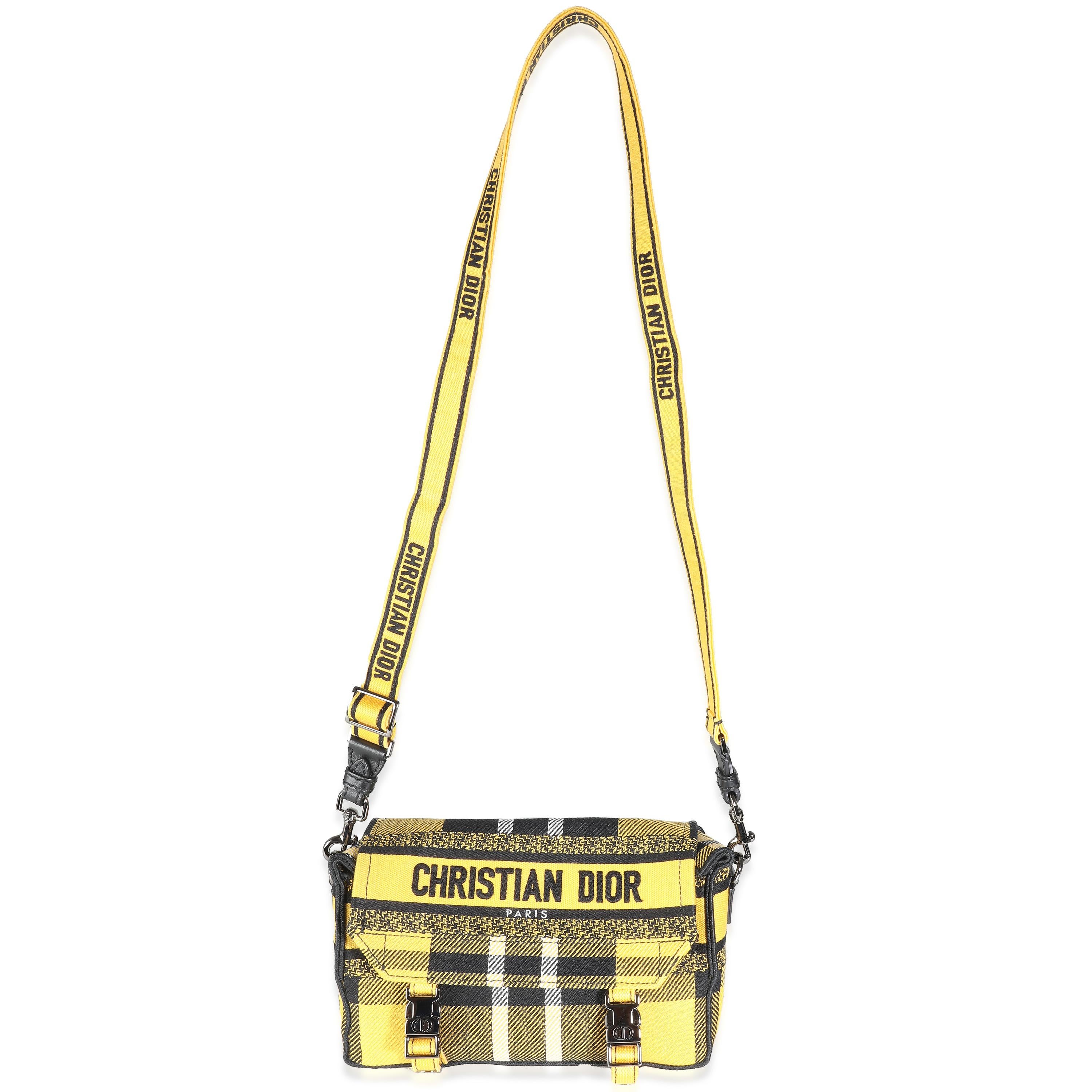 Christian Dior Yellow Tartan Canvas Small Diorcamp Messenger 1