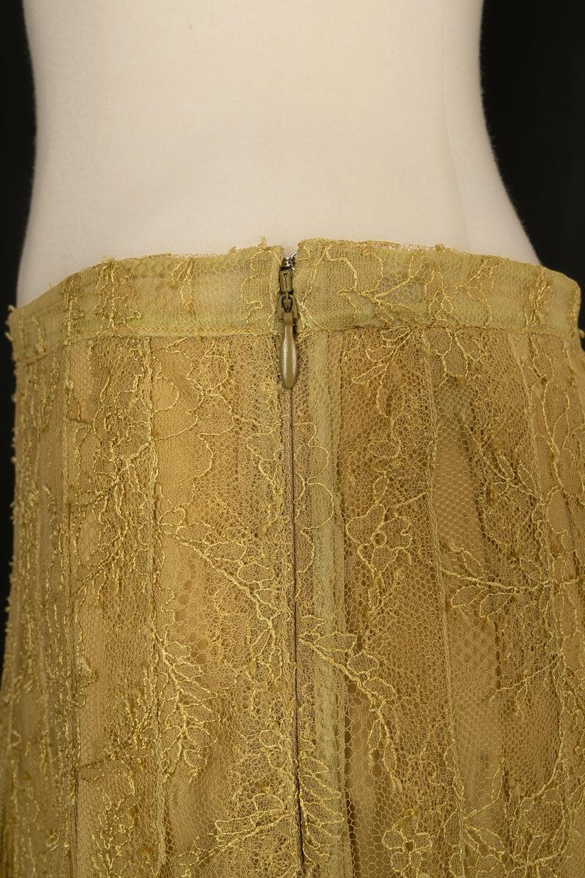 Christian Dior Yellow Tone Lace Skirt For Sale 1