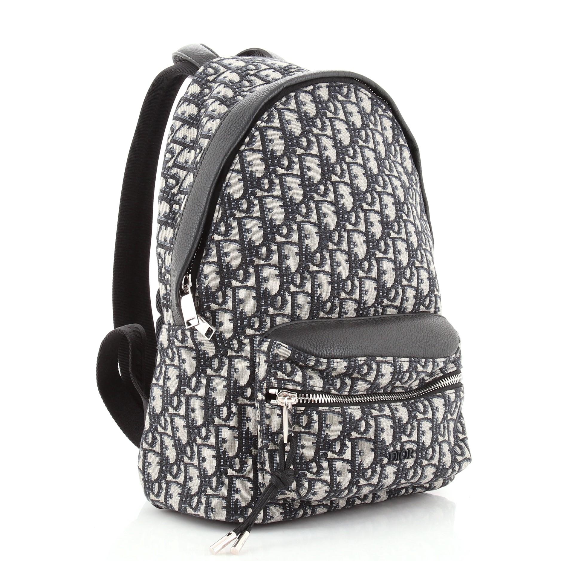 Christian Dior Rucksack mit Rundum-Reißverschluss Oblique Canvas Small (Schwarz)