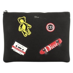 Christian Dior Zip Pouch Patch Embellished Nylon