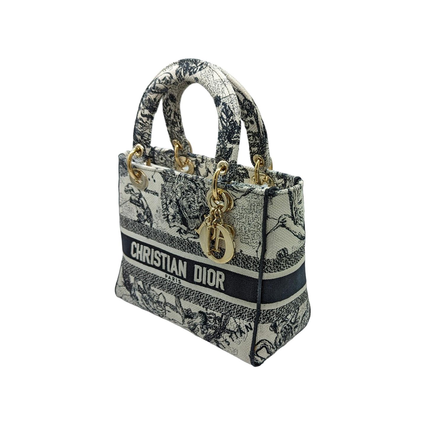 Christian Dior Zodiac Toile De Jouy Medium Lady D-Lite Bag In Good Condition For Sale In Scottsdale, AZ