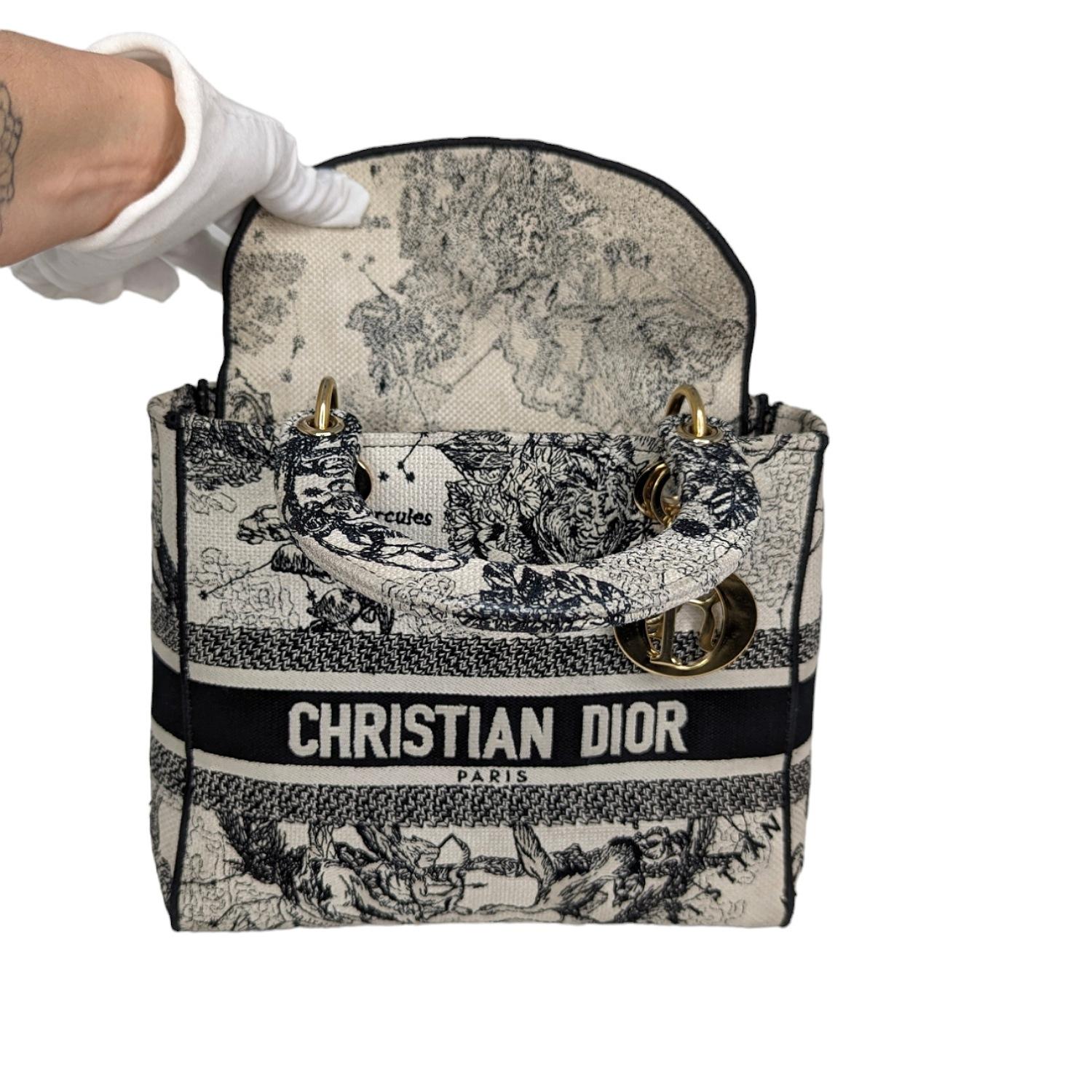 Christian Dior Zodiac Toile De Jouy Medium Lady D-Lite Bag For Sale 3