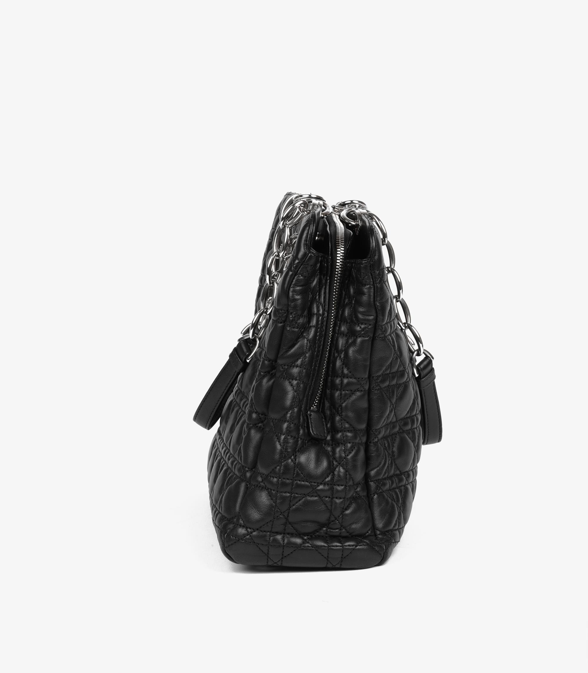 Christian Dior	Schwarz Cannage Gestepptes Lammleder Großes Weiches Lady Dior Tote im Angebot 1
