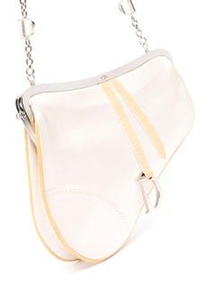 Christian Dior by J Galliano Ivory Silk Mini Saddle Bag