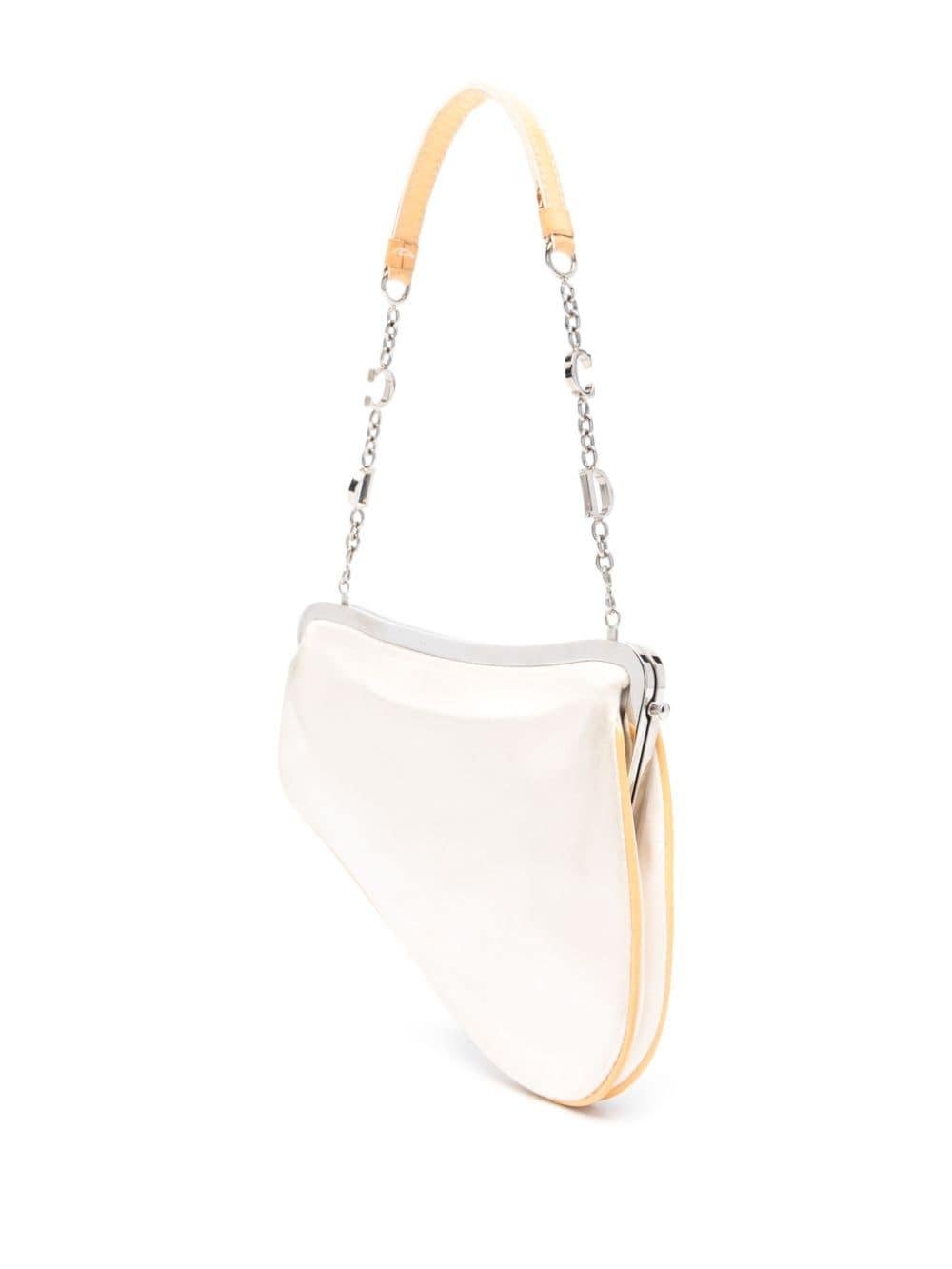 Christian Dior by J Galliano Ivory Silk Mini Saddle Bag In Good Condition For Sale In Paris, FR