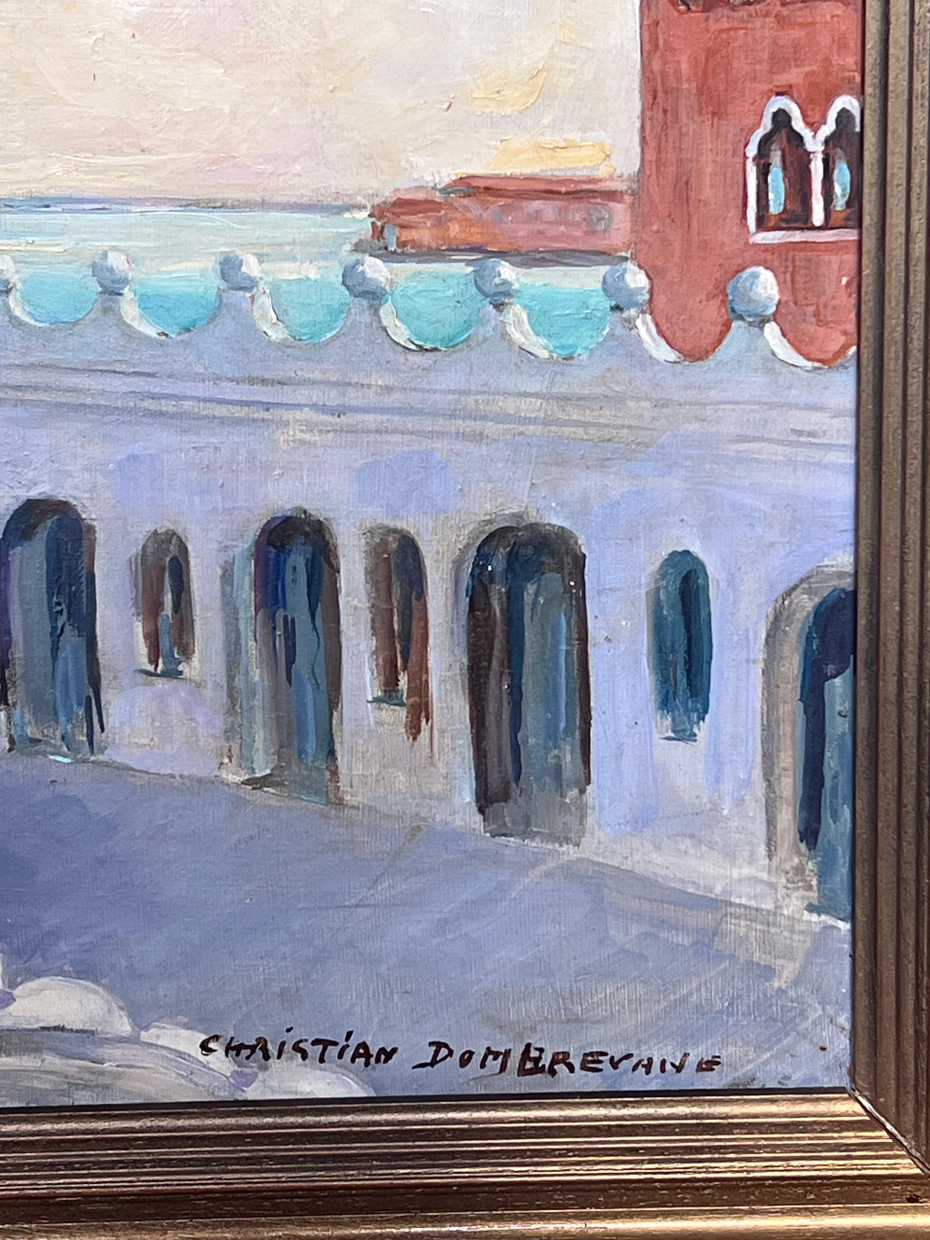 Grande peinture à l'huile signée du canal de Venise, San Giorgio Maggiore, 20ème siècle en vente 6
