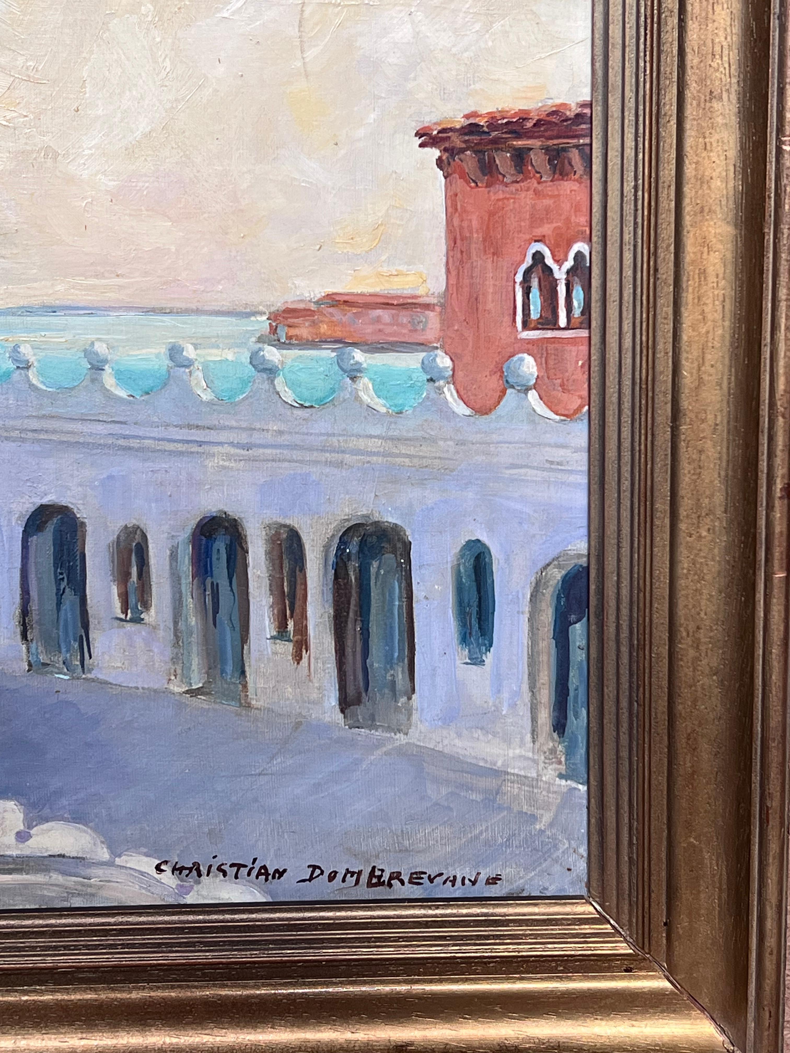 Grande peinture à l'huile signée du canal de Venise, San Giorgio Maggiore, 20ème siècle en vente 7