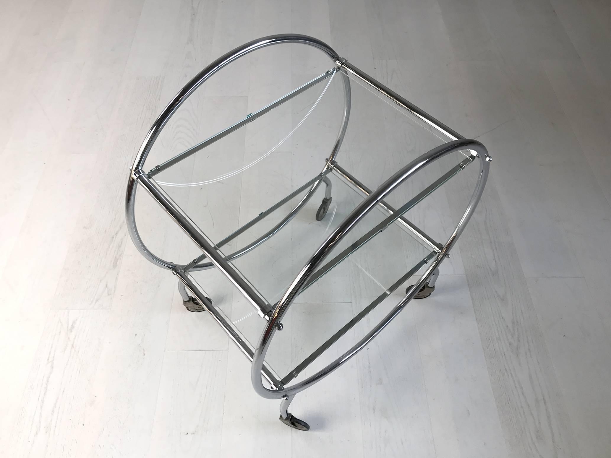 Christian Duc, Bart Cart in Chromed Metal and Glass, France, 1980 In Good Condition In Catonvielle, FR
