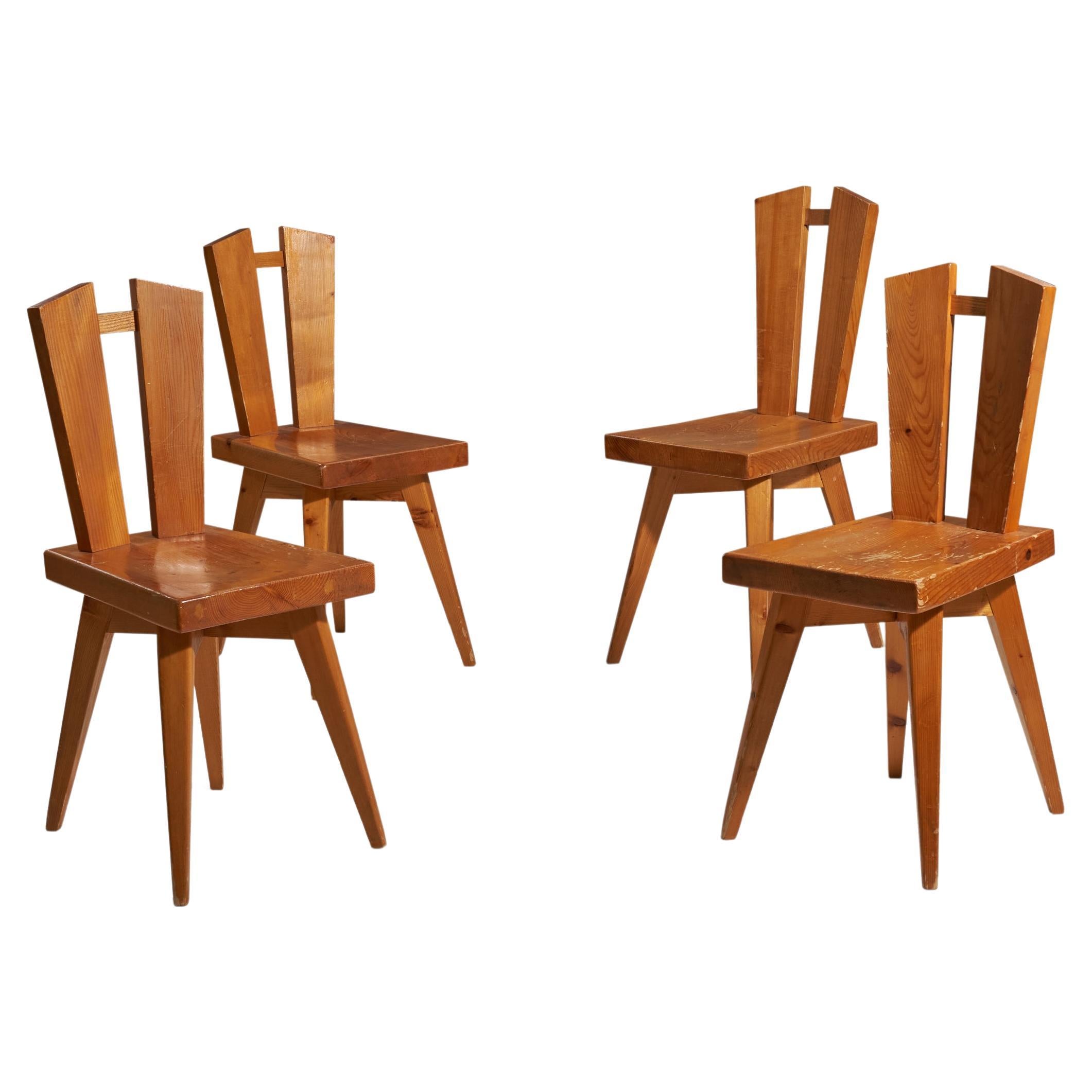 Christian Durupt, Dining Chairs, Pine, France, 1960s For Sale