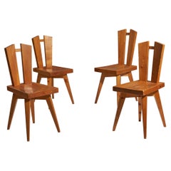 Christian Durupt, Dining Chairs, Pine, France, 1960s
