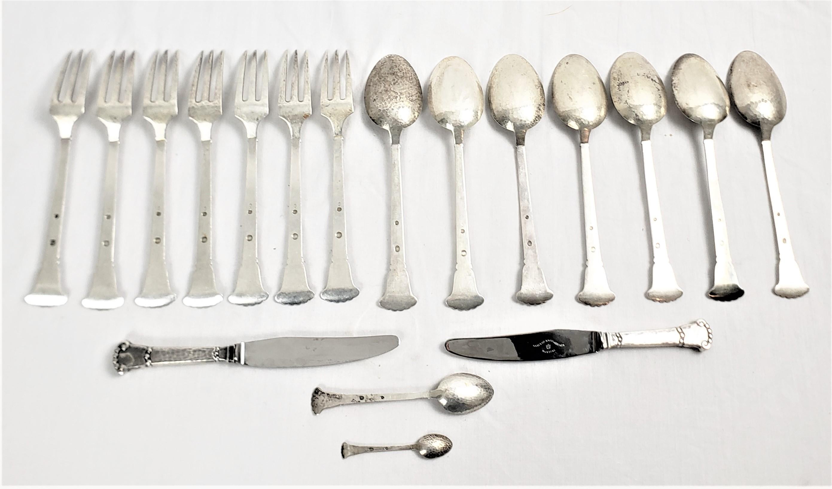 20th Century Christian F. Hiese 18 Piece Danish Arts & Crafts Sterling Silver Flatware Set For Sale