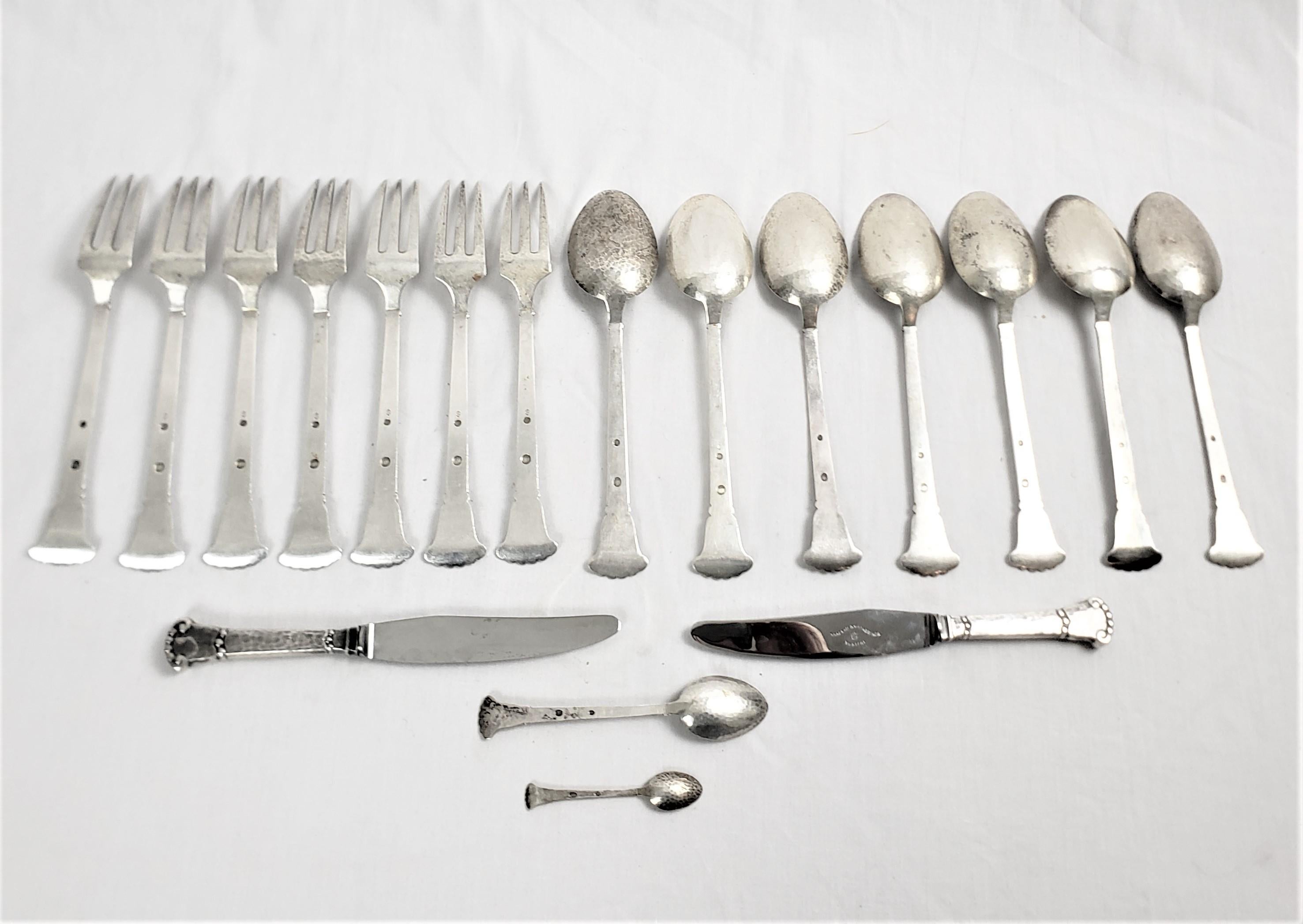 Christian F. Hiese 18 Piece Danish Arts & Crafts Sterling Silver Flatware Set For Sale 3