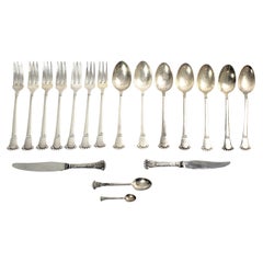 Christian F. Hiese 18 Piece Danish Arts & Crafts Sterling Silver Flatware Set