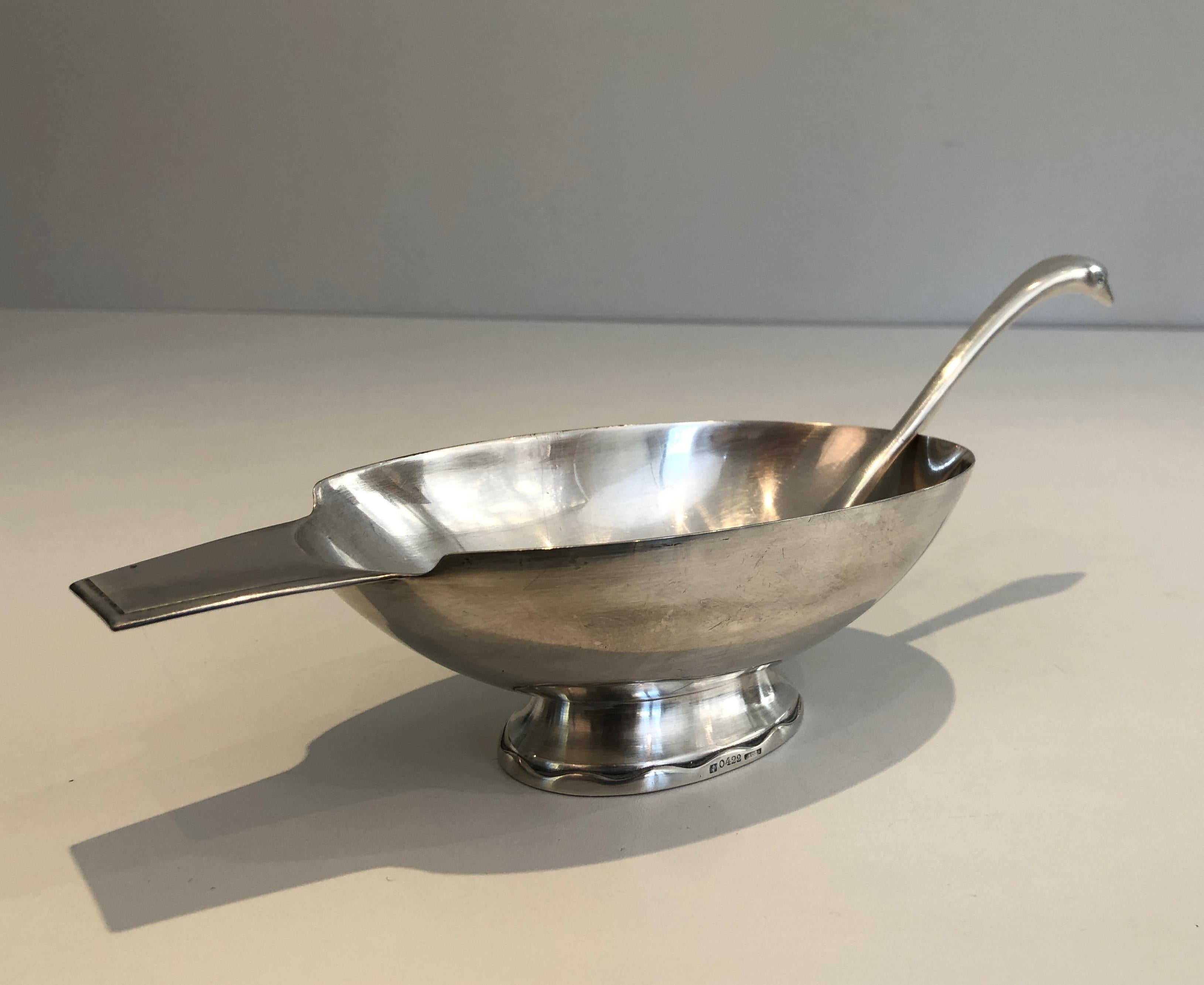 Christian Fjerdingstadt for Gallia, Silver Plated Swan Gravy Boat, French, Circ For Sale 5