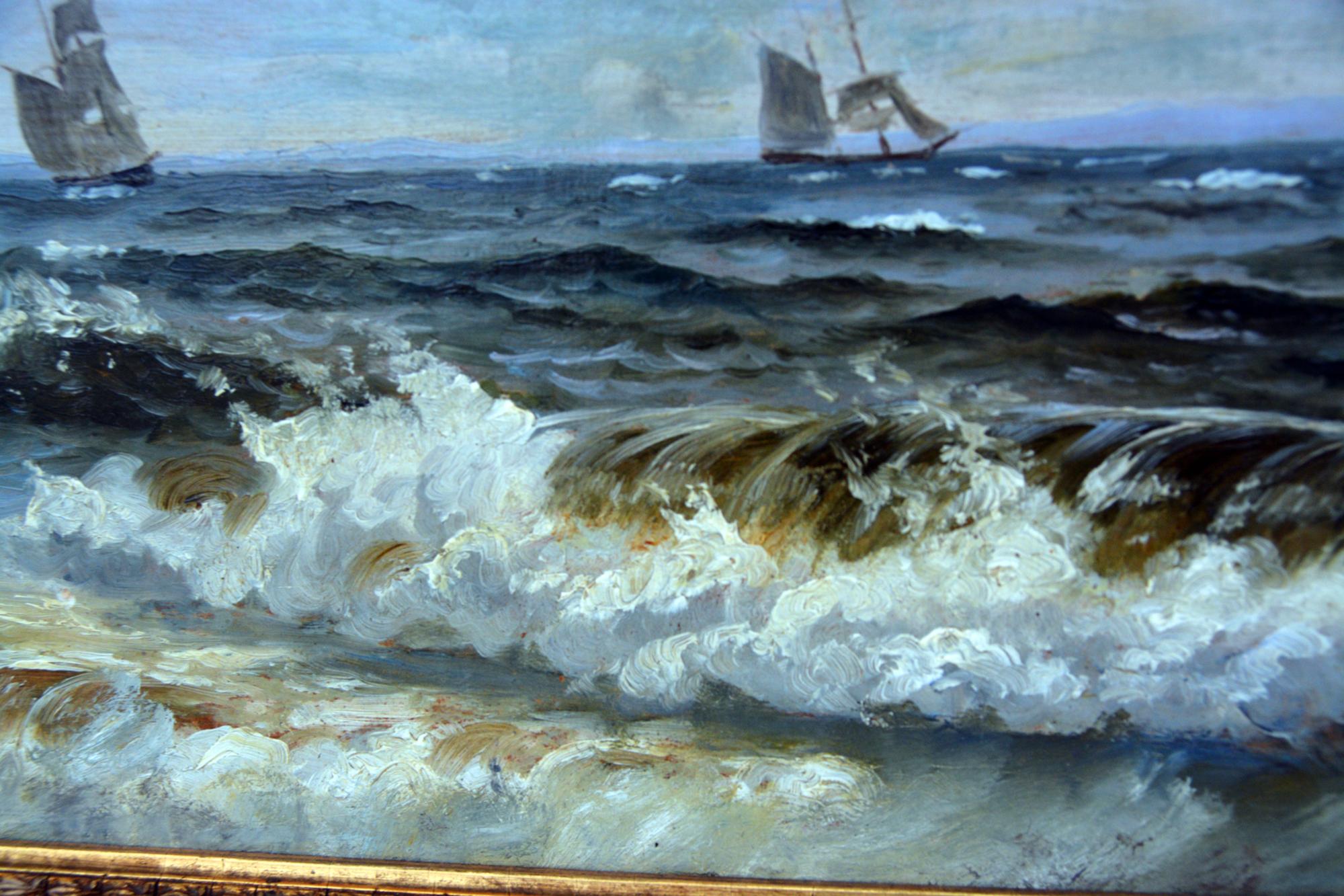 Christian Frederik Emil Eckardt - Sailing Ships, 1880s. Oil on wooden panel. Signed: 