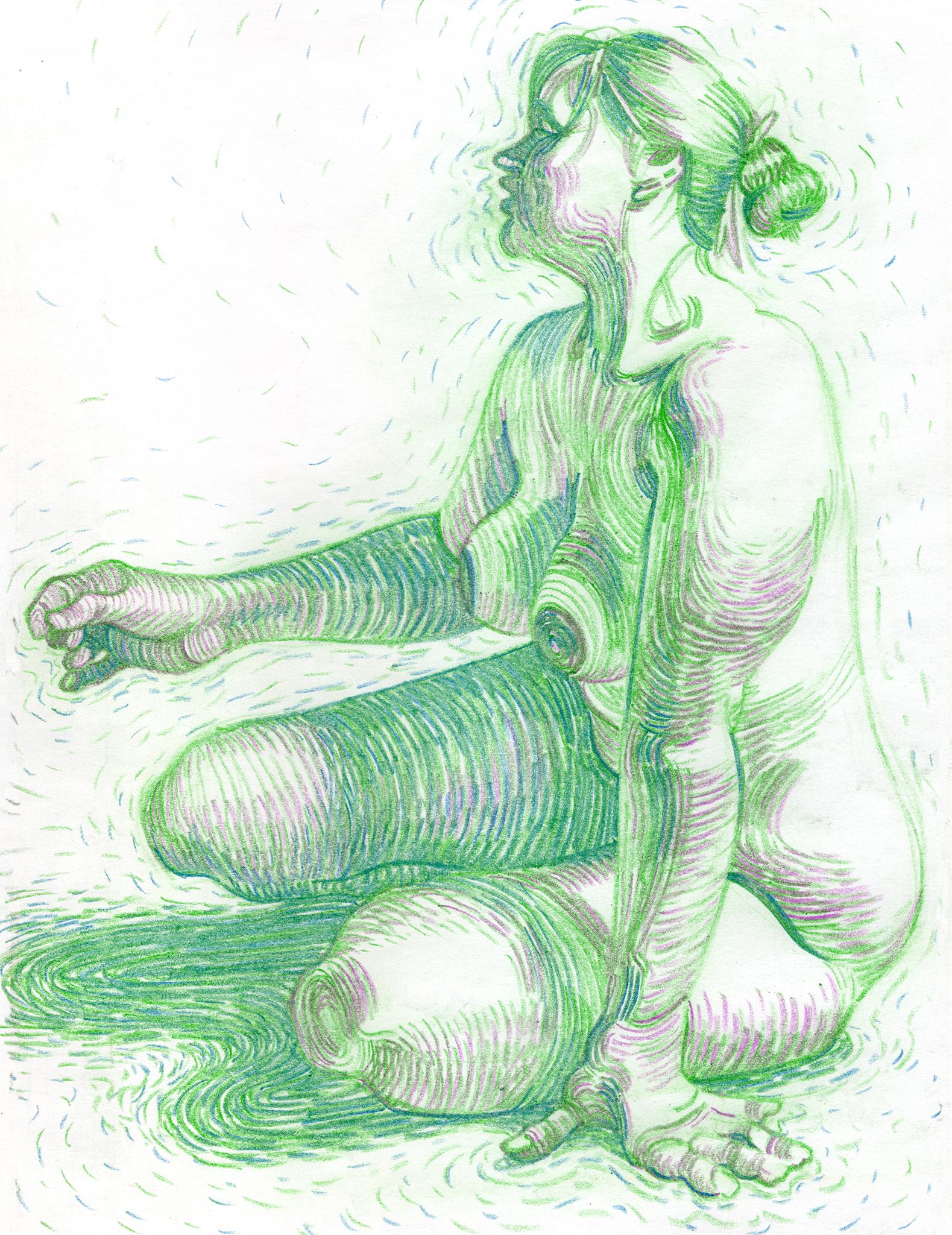 Arte contemporáneo canadiense de Christian Frederiksen - Figura en Miasma Verde