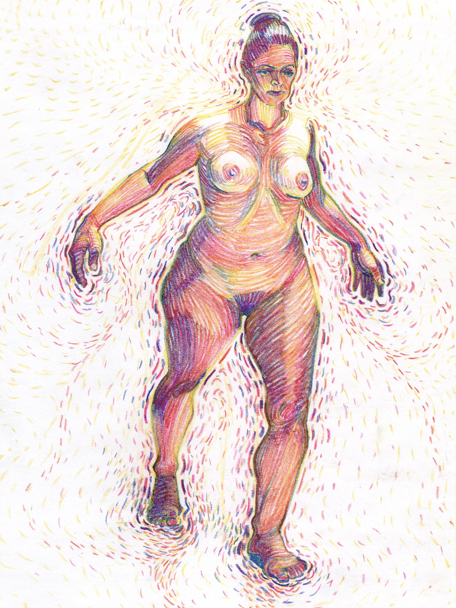 Arte contemporáneo canadiense de Christian Frederiksen - Desnudo con campo puntillista