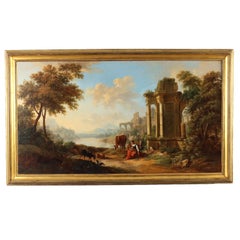 River Landscape with Shepherdess and Ruins 18th century