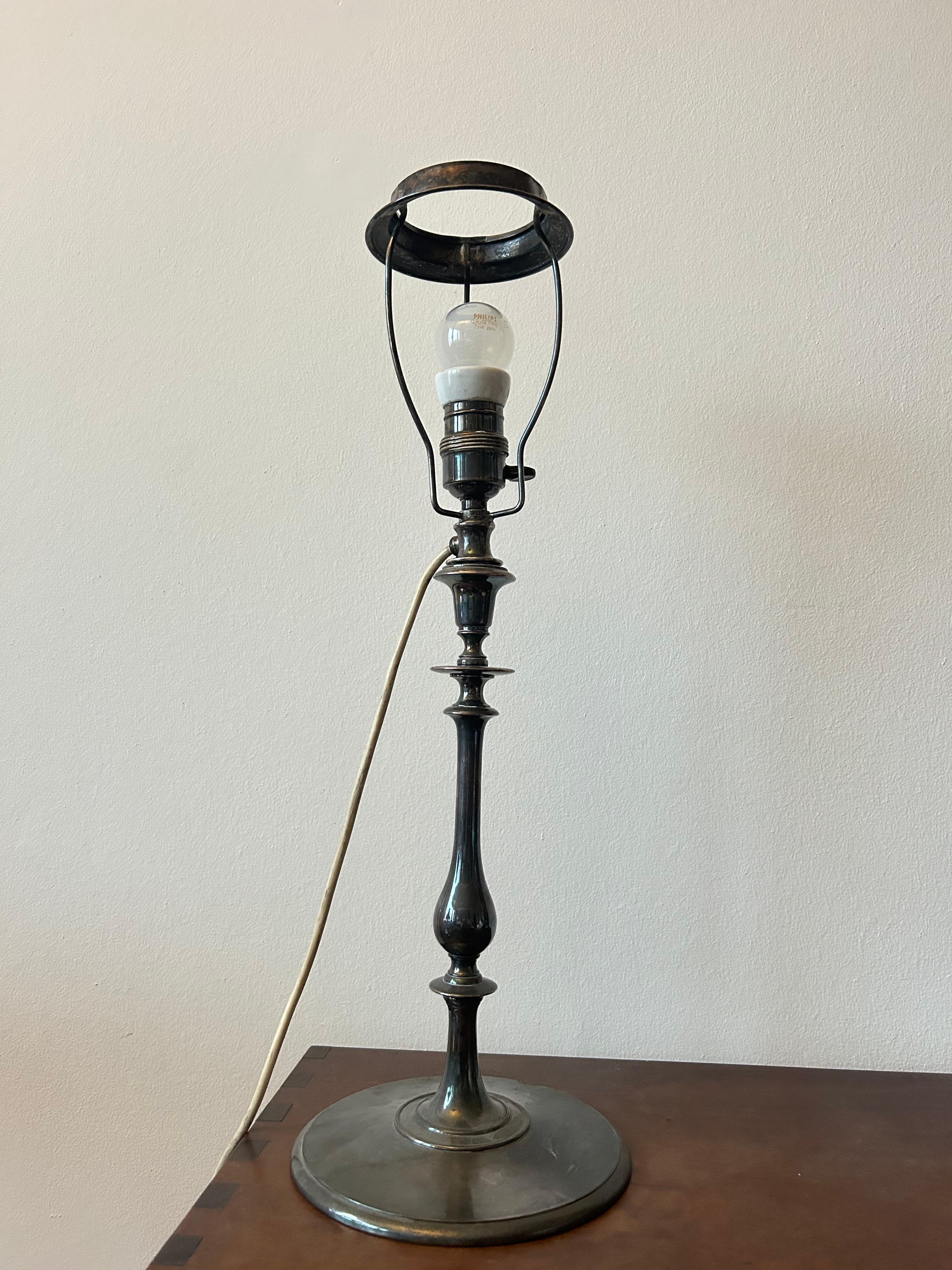 Danish Christian Gottlieb Vilhelm Bissen Antique Silver Plated Table Lamp Pompeii Style For Sale