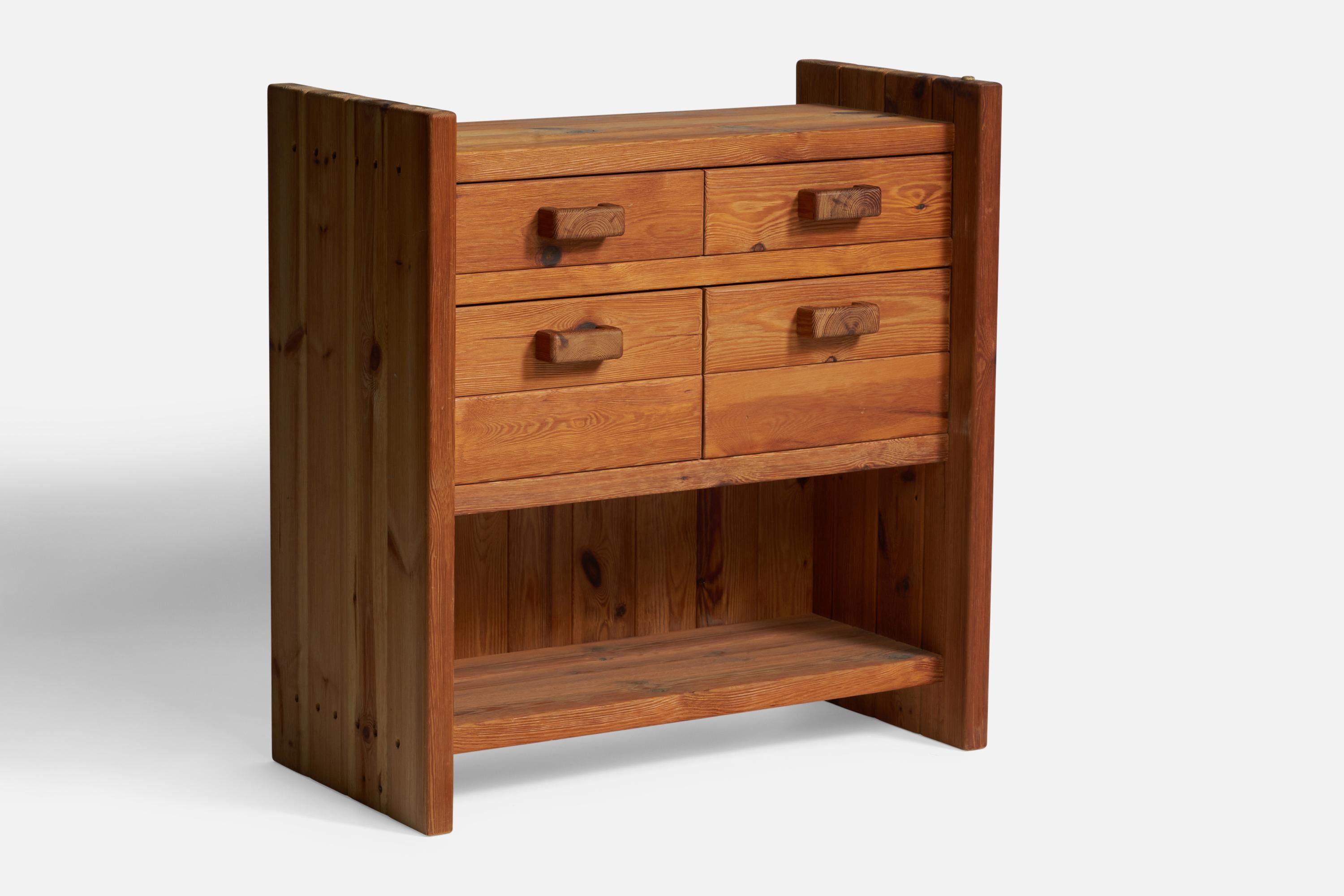 A pine cabinet designed and produced by manufacturer Christian IV, Denmark, 1960s.