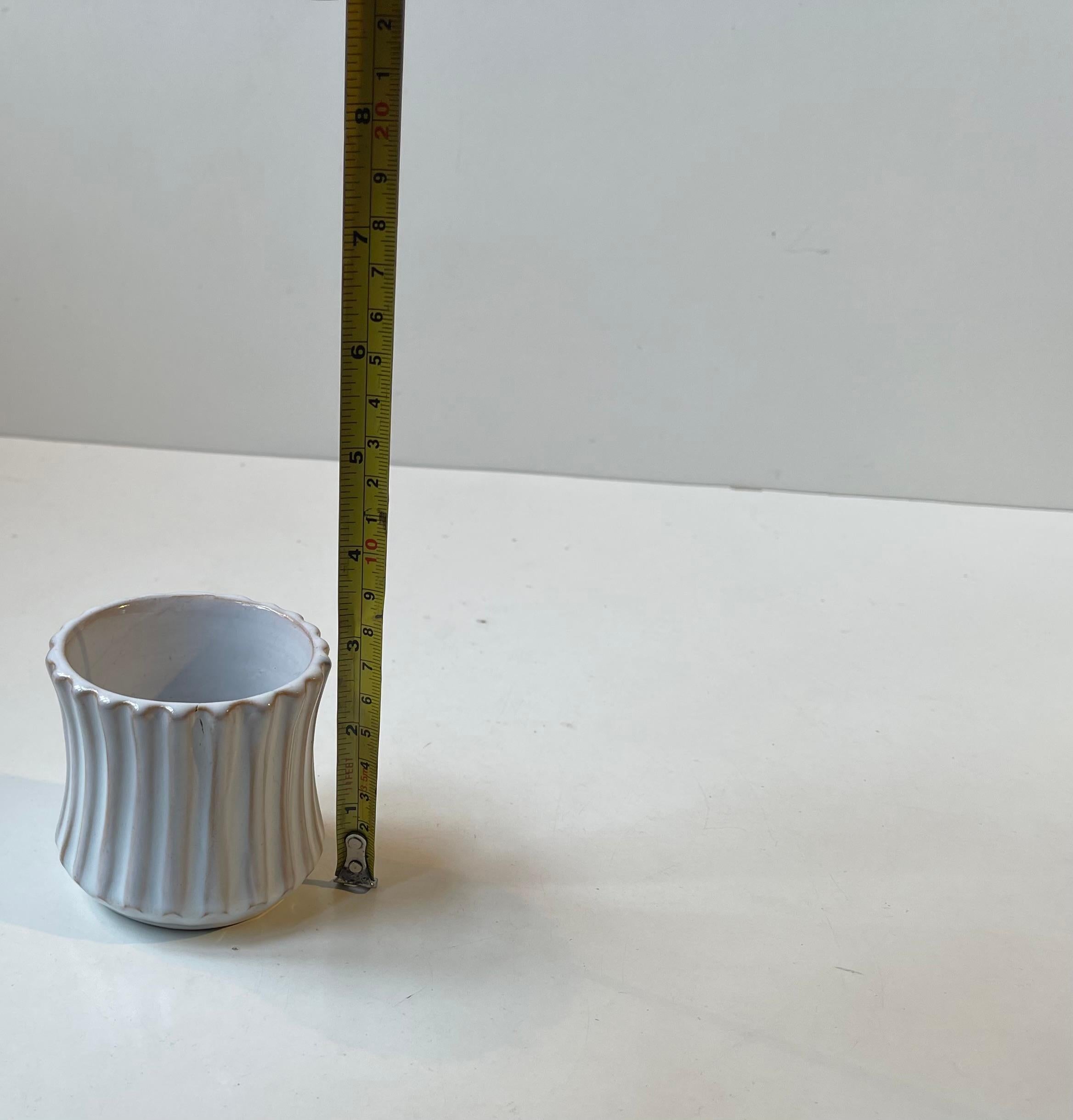 Mid-20th Century Christian Jensen Small Fluted White Ceramic Vase, Danish 1930s For Sale