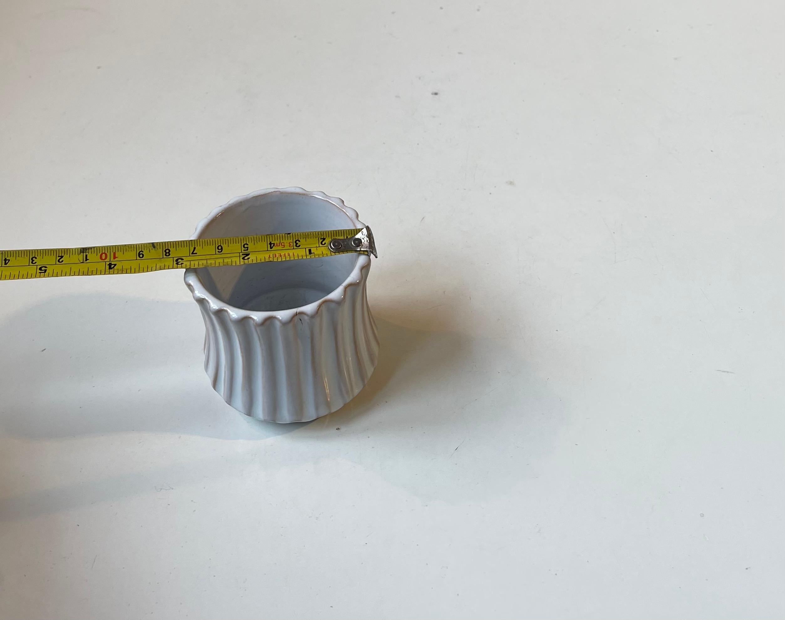 Pottery Christian Jensen Small Fluted White Ceramic Vase, Danish 1930s For Sale