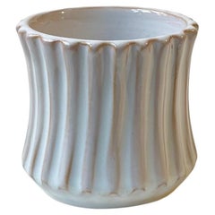 Christian Jensen Small Fluted White Ceramic Vase, Danish 1930s