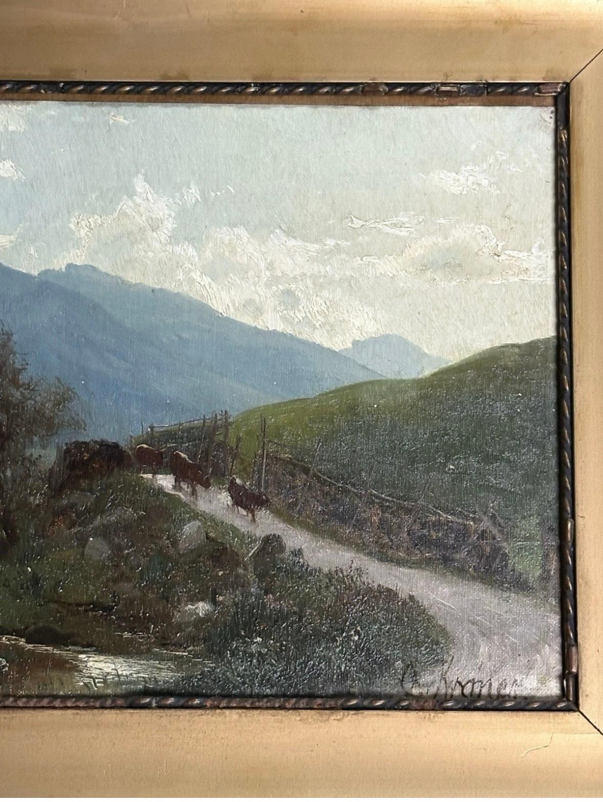 Christian Johann Kroner Gemälde original Öl auf Karton. In gutem Zustand misst 19x15. Rahmen hat kleinere Schäden aufgrund des Alters