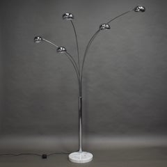 Christian Koban Arc Floor Lamp in Chrome and Carrara Marble, 1970s