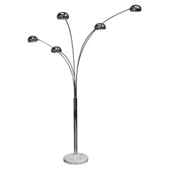 Christian Koban Arc Floor Lamp in Chrome and Carrara Marble, 1970s