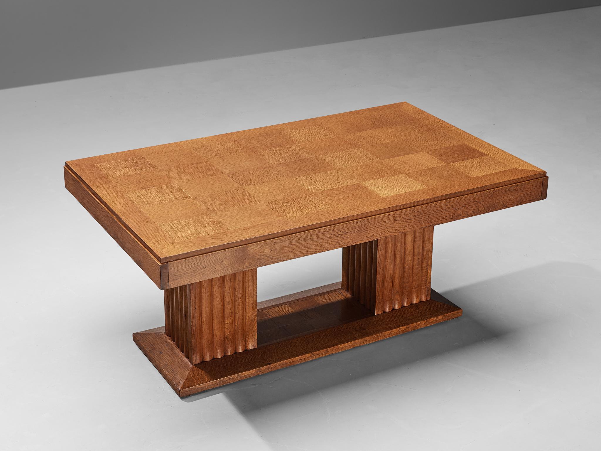 Mid-20th Century Christian Krass Table in Oak with Inlayed Top For Sale