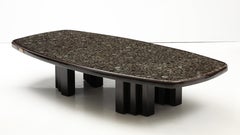Christian Krekels Mesa de centro rectangular negra con incrustaciones de minerales
