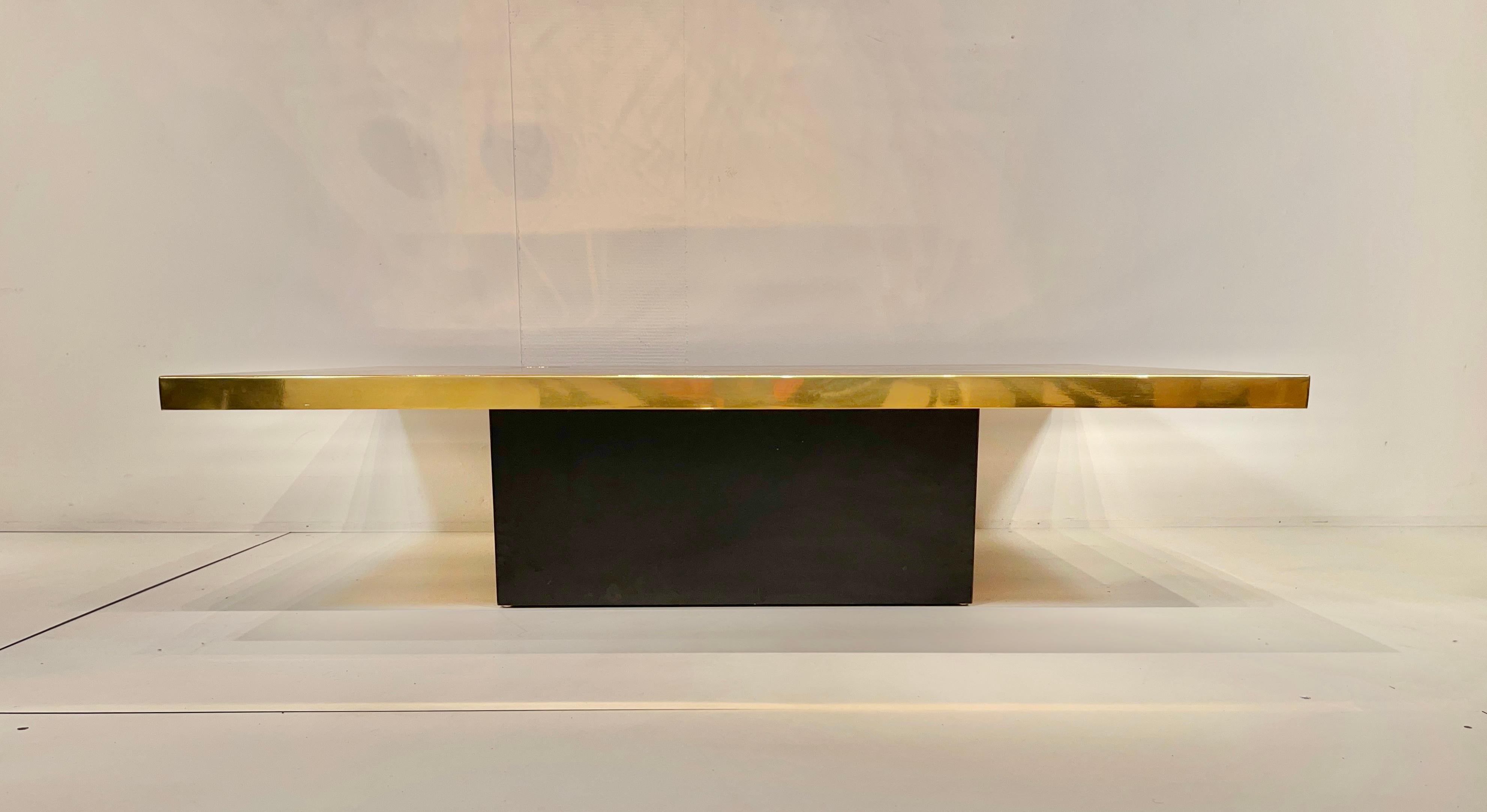 Christian Krekels Etched Brass Coffee Table Inlaid Agate, circa 1970 In Excellent Condition For Sale In Brussels, BE
