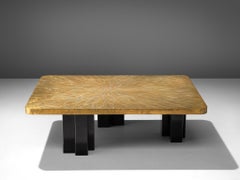 Christian Krekels Signed Brass Coffee Table with Etched Table Top