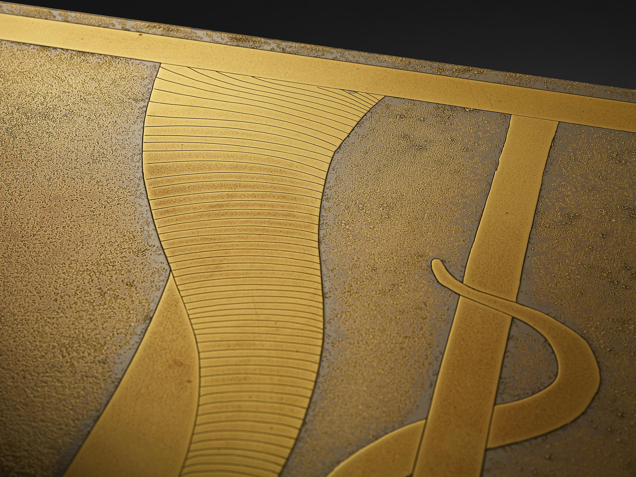 Post-Modern Christian Krekels Signed Coffee Table in Brass and Wengé For Sale