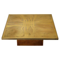 Christian Krekels Signed Coffee Table in Brass and Wengé