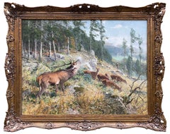 Deer Sound in a Forest, Christian Kröner, Rinteln 1838 – 1911 Düsseldorf, Signed