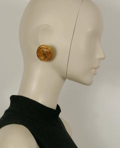 Christian Lacoix Vintage Gold Toned Greek Roman Cameo Clip-On Earrings