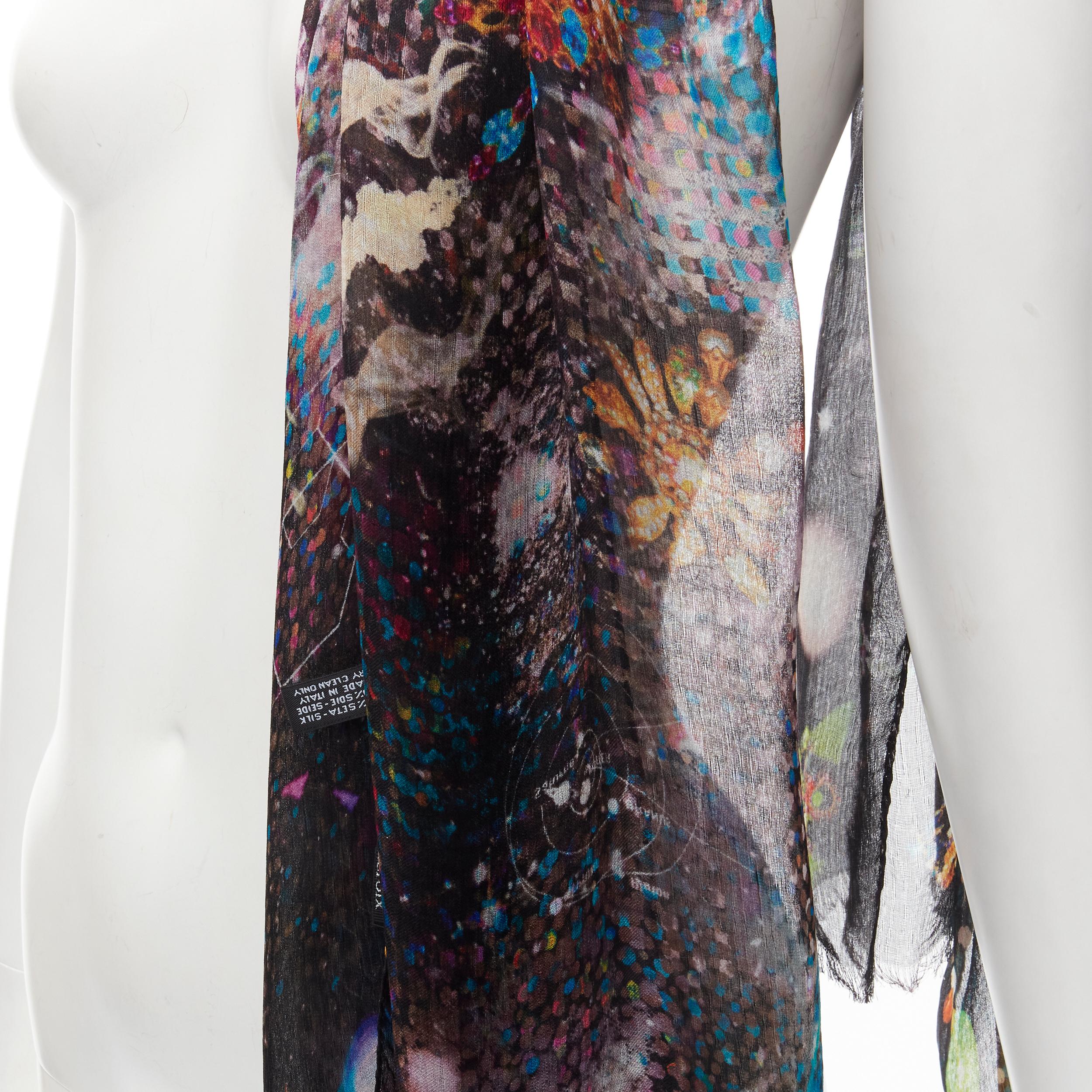 CHRISTIAN LACROIX 100% silk black futuristic galactic jewel space print scarf For Sale 2