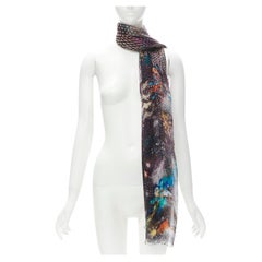 CHRISTIAN LACROIX 100% silk black futuristic galactic jewel space print scarf