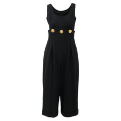 Christian Lacroix 1980s 1990s Vintage Black Jumpsuit Gold Buttons FR 42