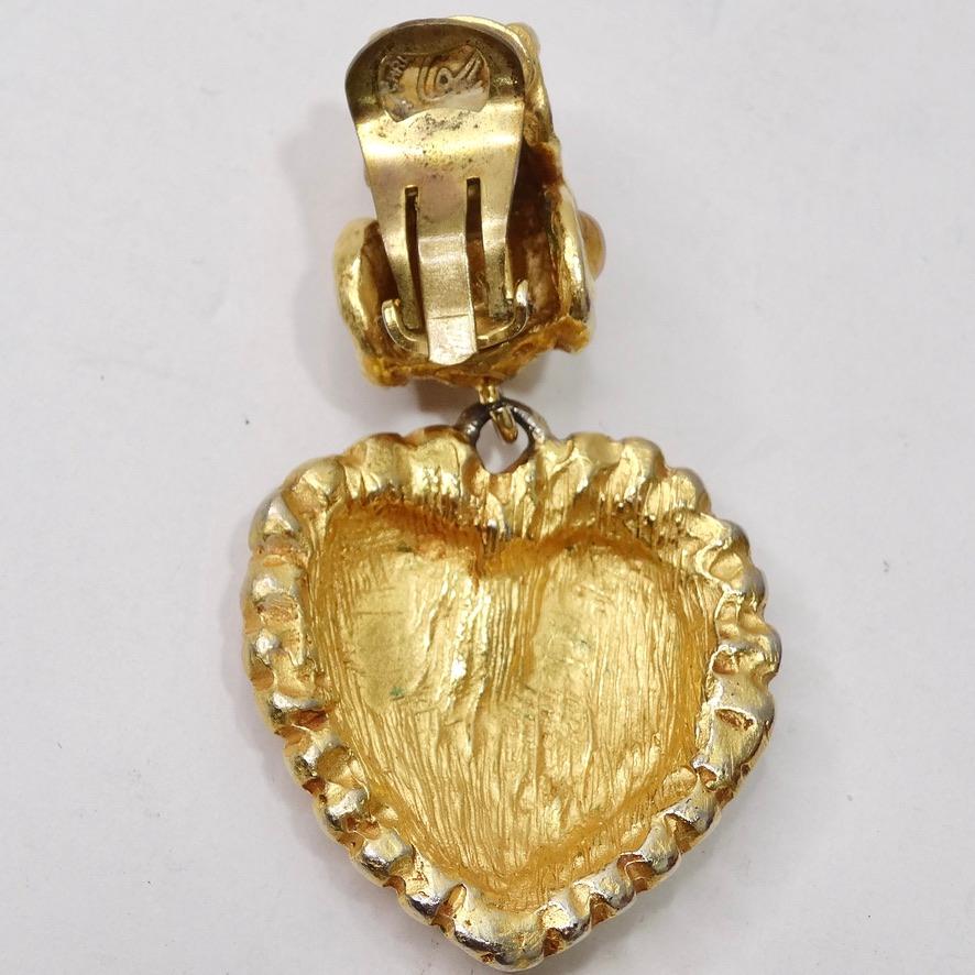 Christian Lacroix 1980s Gold Plated Heart Earrings In Excellent Condition In Scottsdale, AZ