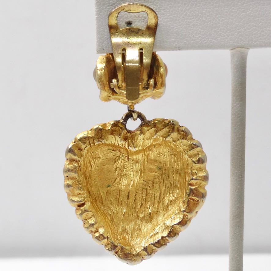 Christian Lacroix 1980s Gold Plated Heart Earrings 4