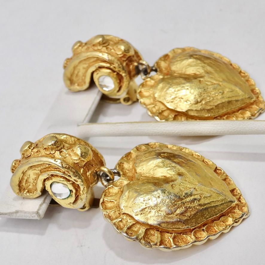 Christian Lacroix 1980s Gold Plated Heart Earrings 5