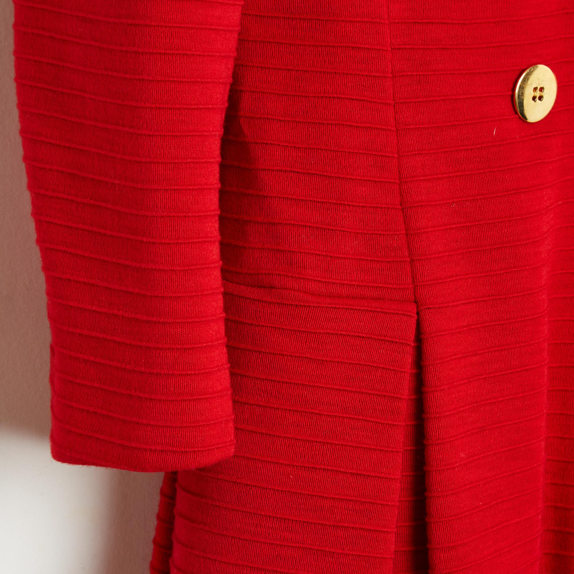 Christian Lacroix 1988 Manteau rouge FR42 Rot Wolle Couture Mantel UK14 US12 im Angebot 1